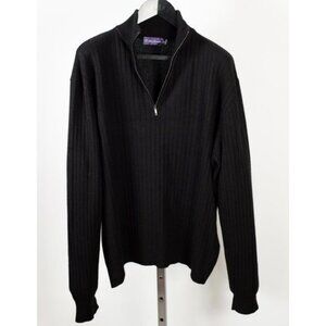 Ralph Lauren Purple Label sz XL sweater cardigan 100% cashmere 1/4 zip